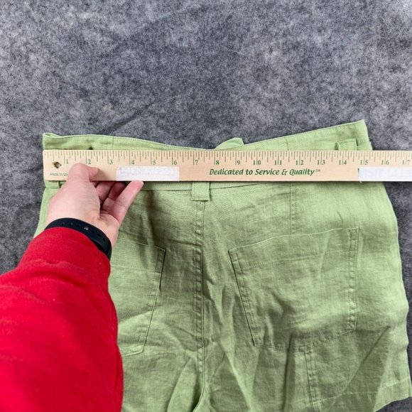 Madewell Shorts Womens Size 8 Green 100% Linen High Rise Belted Beachy $68 NEW 3 - Picture 8 of 11